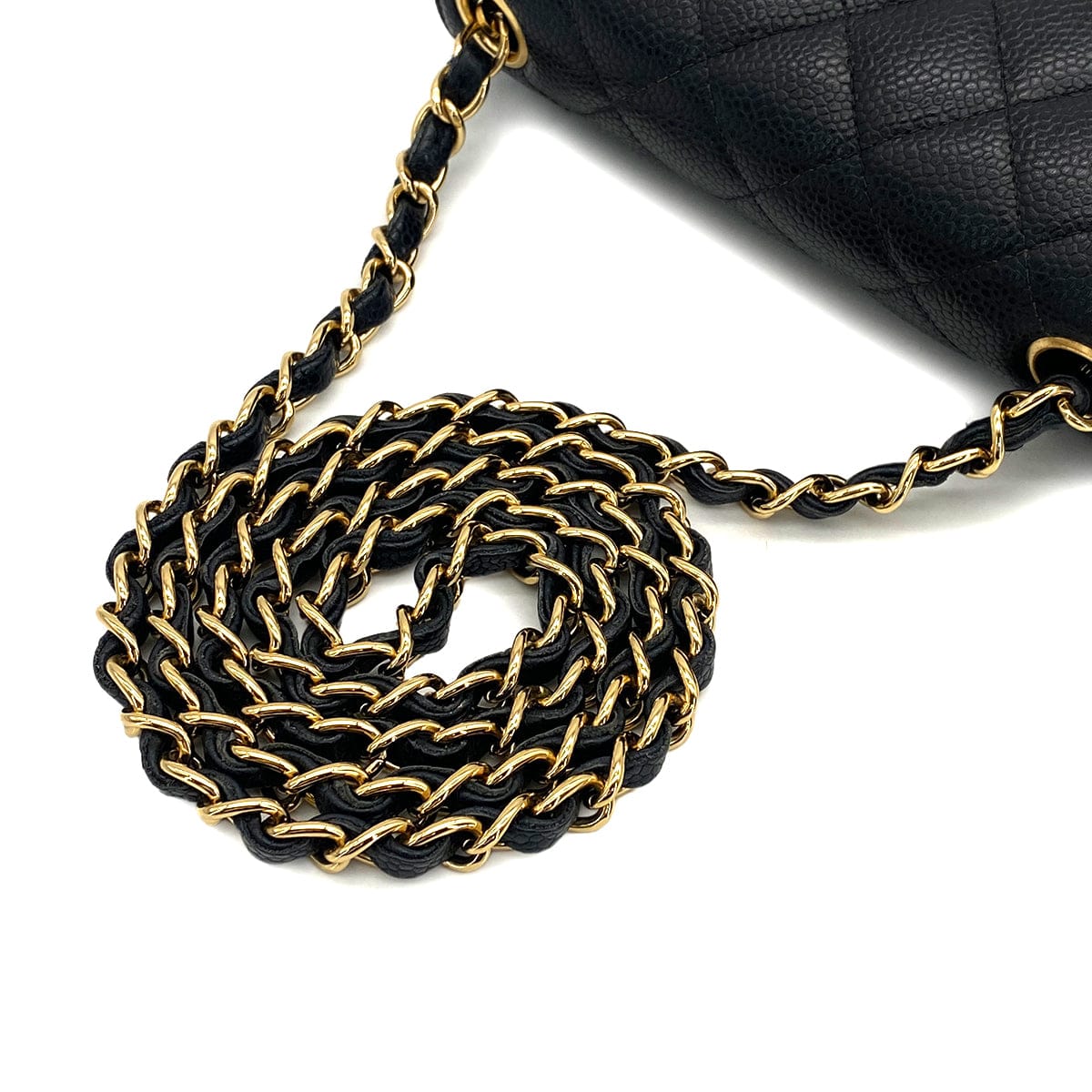 Luxury Promise Japan VINTAGE CHANEL MINI SQUARE 17 CHAIN SHOULDER BAG BLACK CAVIAR SKIN GOLD HARDWARE 90322283