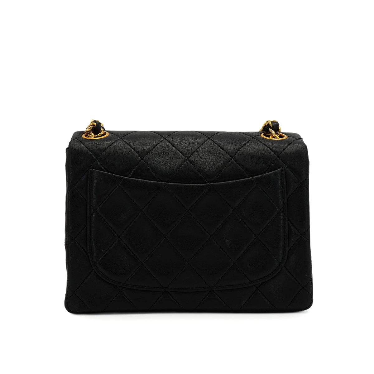 Luxury Promise Japan VINTAGE CHANEL MINI SQUARE 17 CHAIN SHOULDER BAG BLACK LAMB SKIN GOLD HARDWARE 90343923