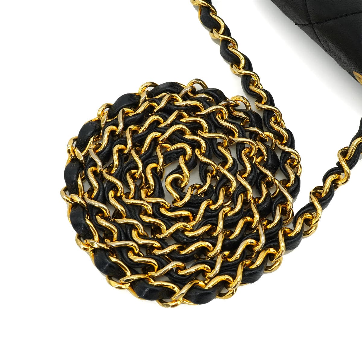 Luxury Promise Japan VINTAGE CHANEL MINI SQUARE 17 CHAIN SHOULDER BAG BLACK LAMB SKIN GOLD HARDWARE 90343923