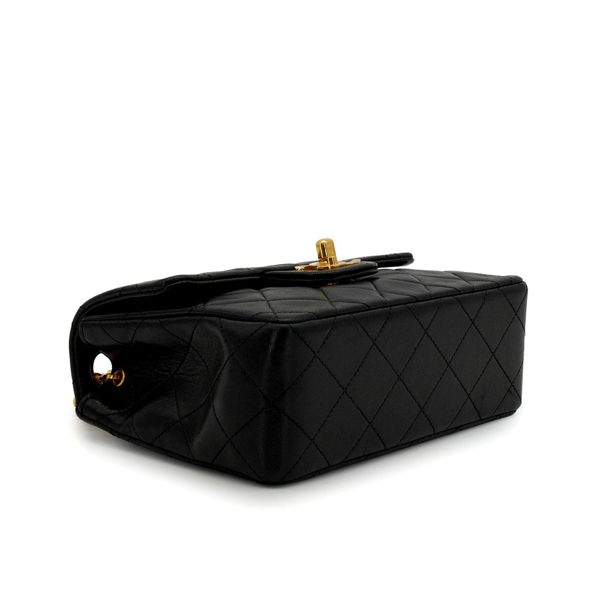 Luxury Promise Japan VINTAGE CHANEL MINI SQUARE 17 CHAIN SHOULDER BAG BLACK LAMB SKIN GOLD HARDWARE 90346665