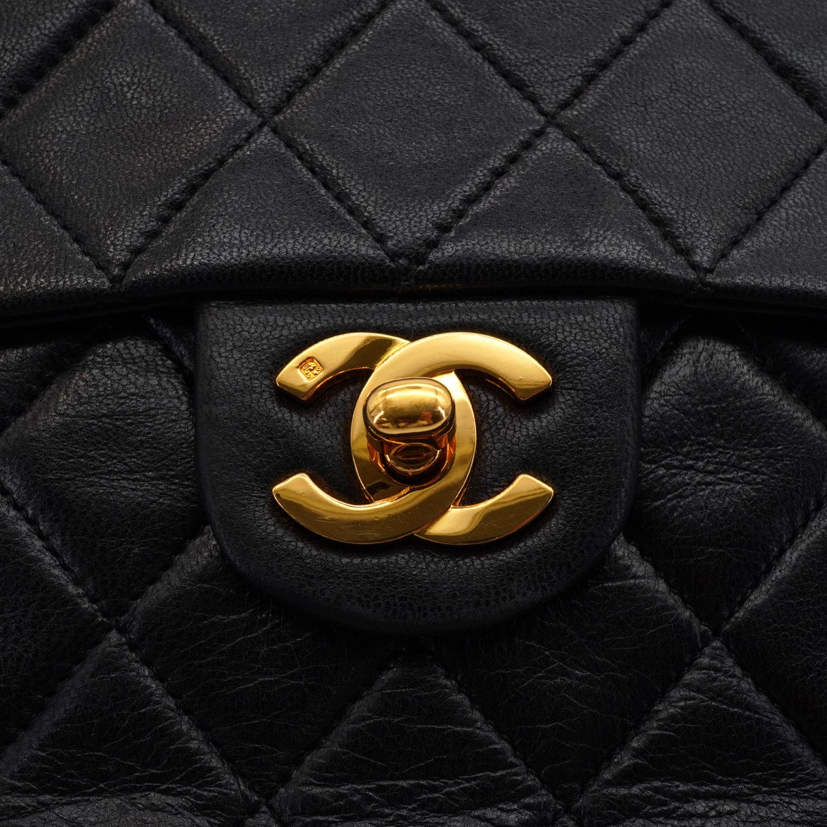 Luxury Promise Japan VINTAGE CHANEL MINI SQUARE 17 CHAIN SHOULDER BAG BLACK LAMB SKIN GOLD HARDWARE 90346681