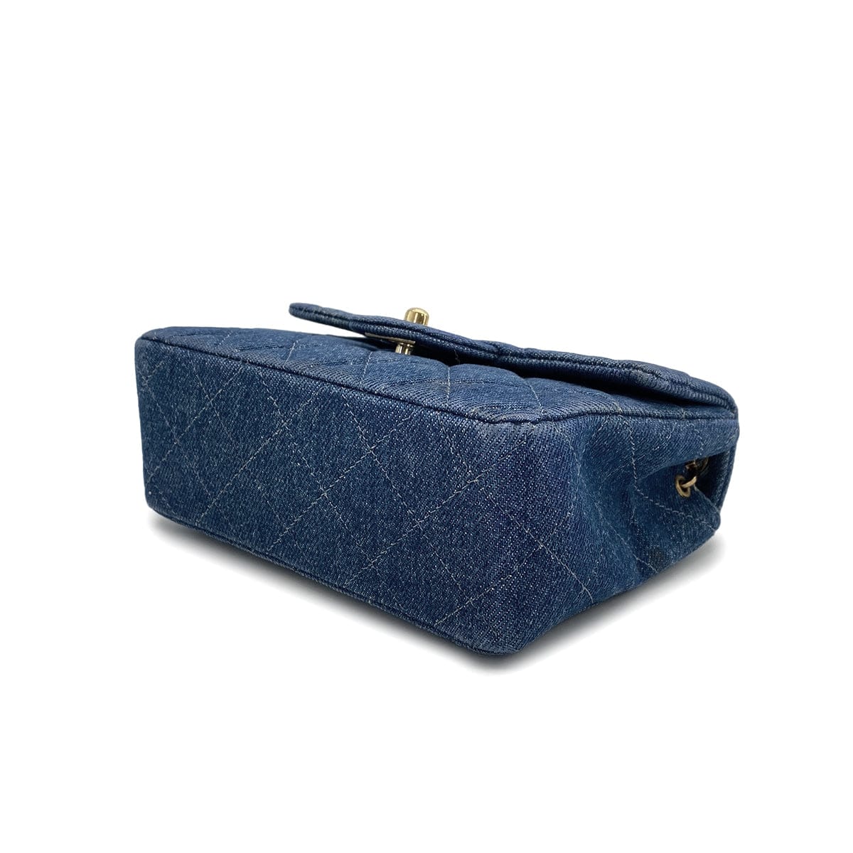 Luxury Promise Japan VINTAGE CHANEL MINI SQUARE 17 CHAIN SHOULDER BAG BLUE DENIM GOLD HARDWAR 90234630