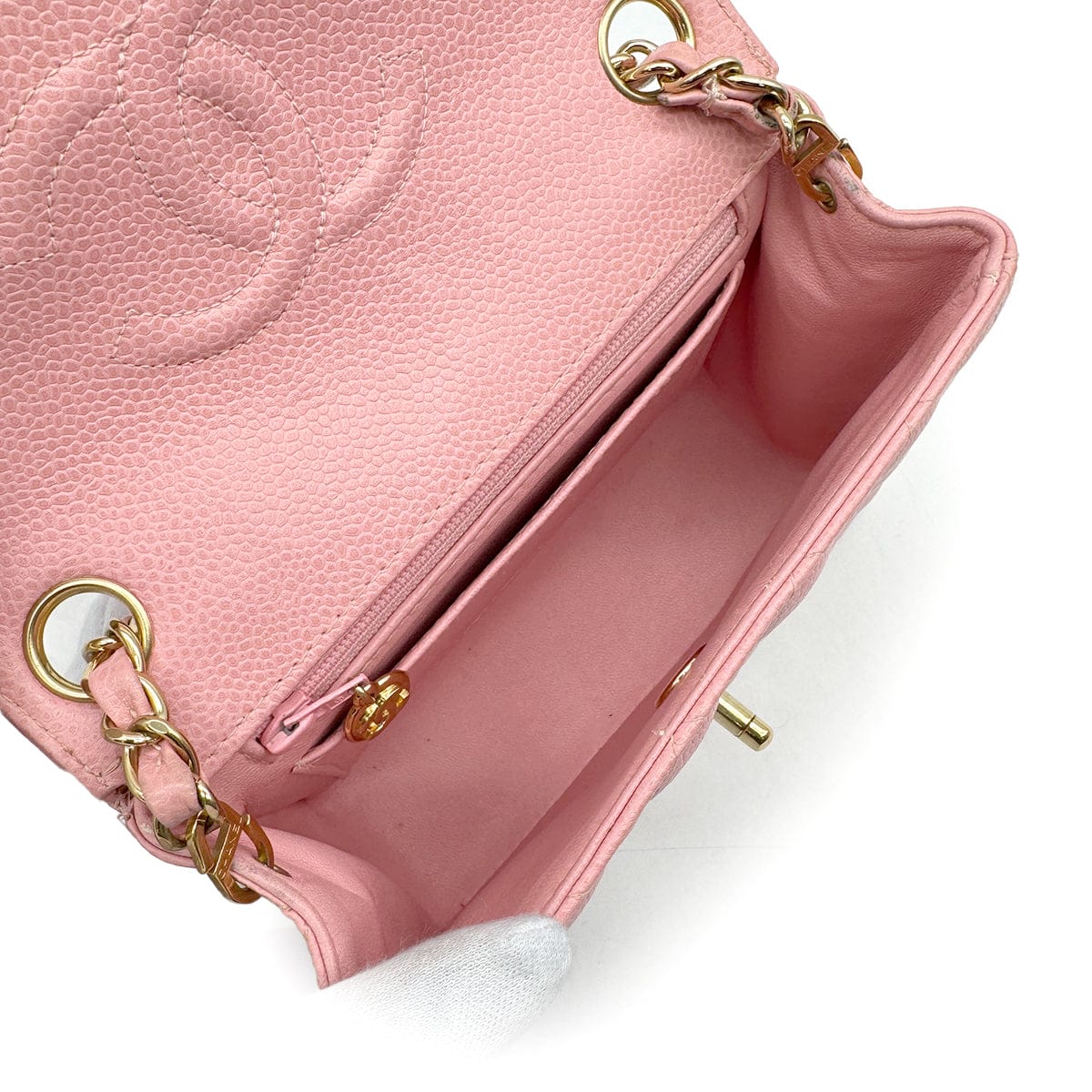 Luxury Promise Japan VINTAGE CHANEL MINI SQUARE 17 CHAIN SHOULDER BAG PINK CAVIAR SKIN GOLD HARDWARE 90313673