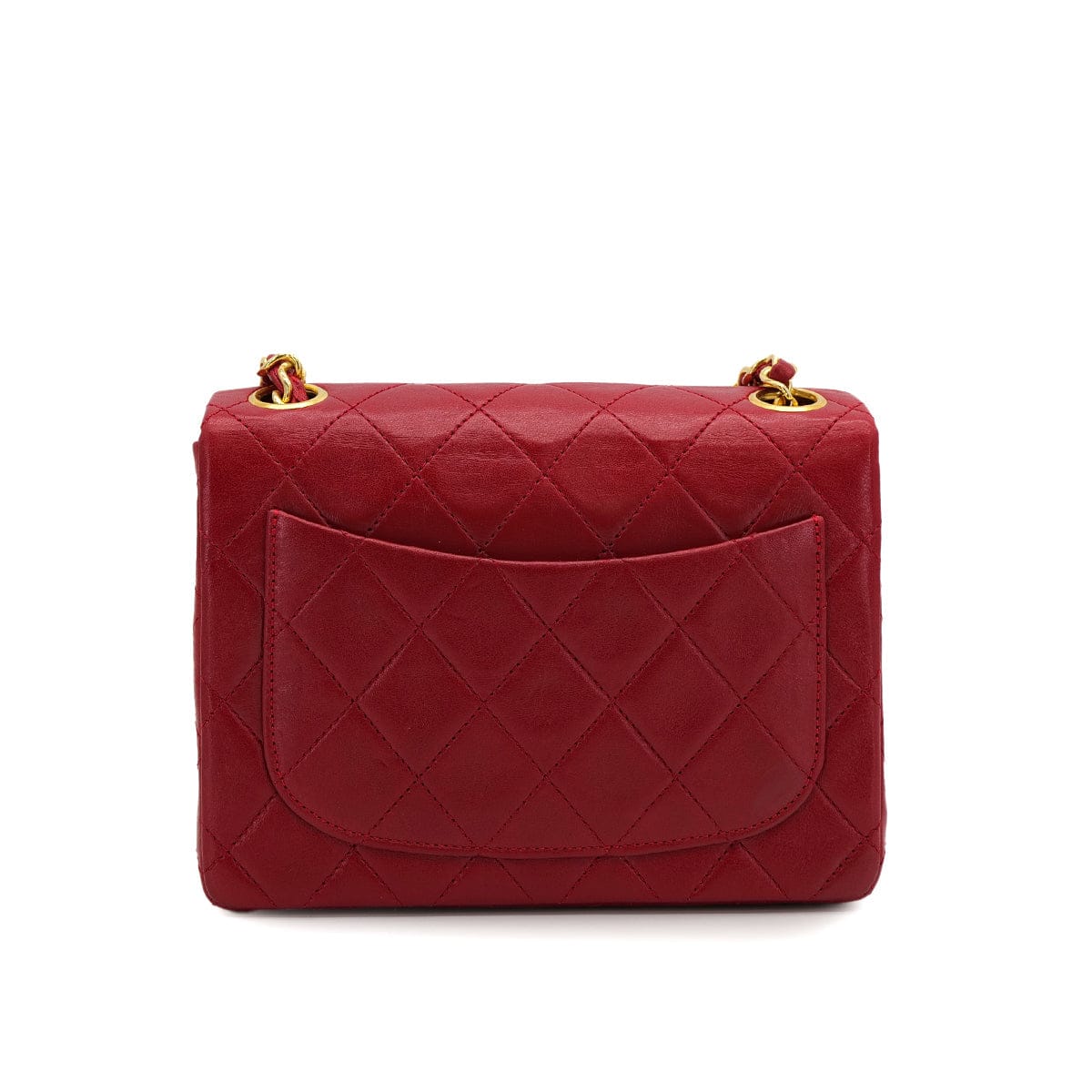 Luxury Promise Japan VINTAGE CHANEL MINI SQUARE 17 CHAIN SHOULDER BAG RED LAMB SKIN GOLD HARDWARE 90307916