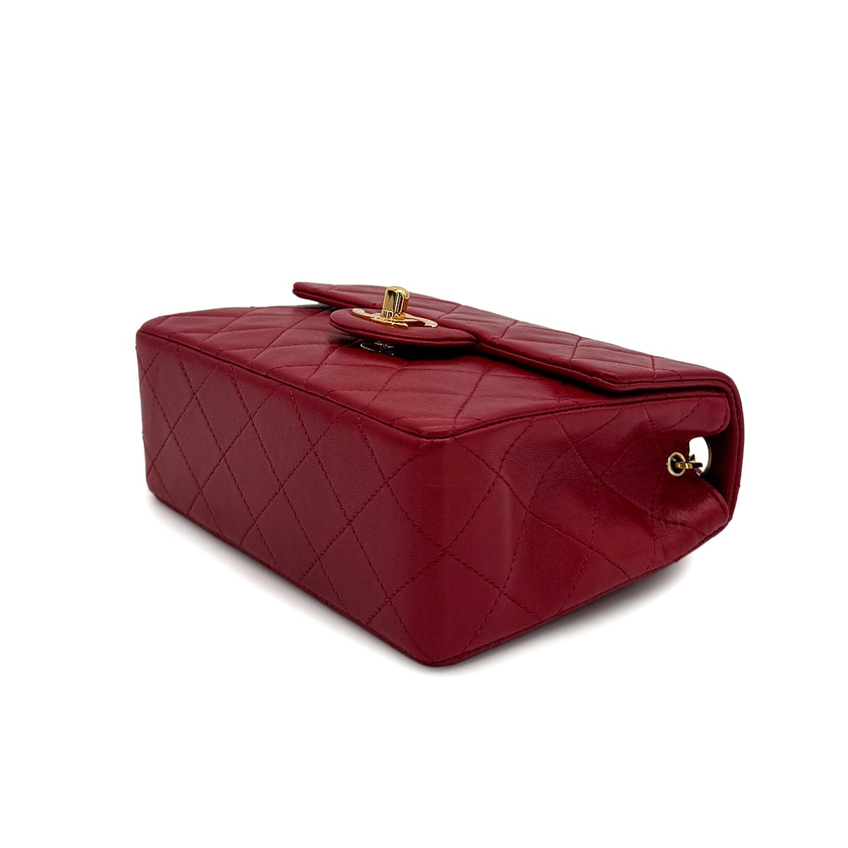Luxury Promise Japan VINTAGE CHANEL MINI SQUARE 17 CHAIN SHOULDER BAG RED LAMB SKIN GOLD HARDWARE 90307916