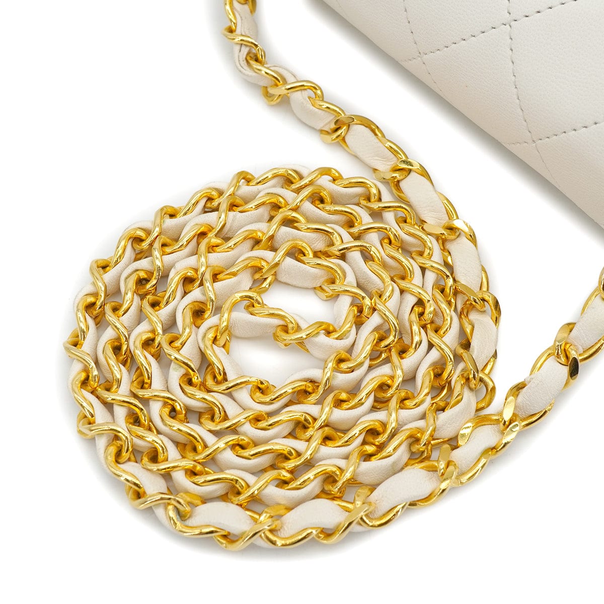 Luxury Promise Japan VINTAGE CHANEL MINI SQUARE 17 CHAIN SHOULDER BAG WHITE LAMB SKIN GOLD HARDWARE 90332914