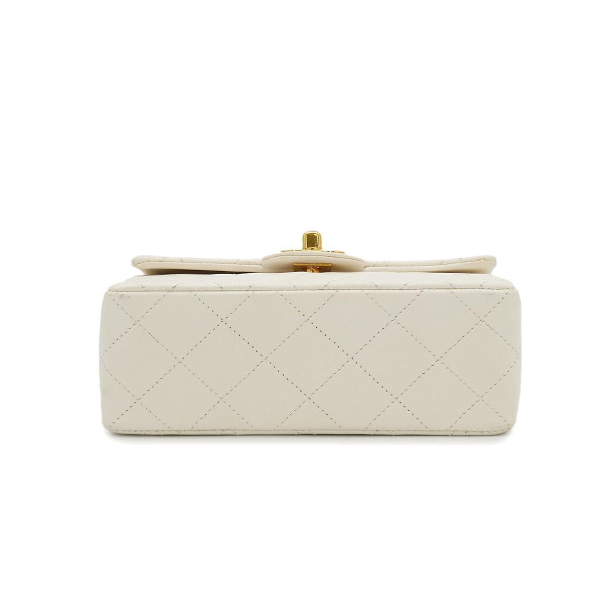 Luxury Promise Japan VINTAGE CHANEL MINI SQUARE 17 CHAIN SHOULDER BAG WHITE LAMB SKIN GOLD HARDWARE 90332914