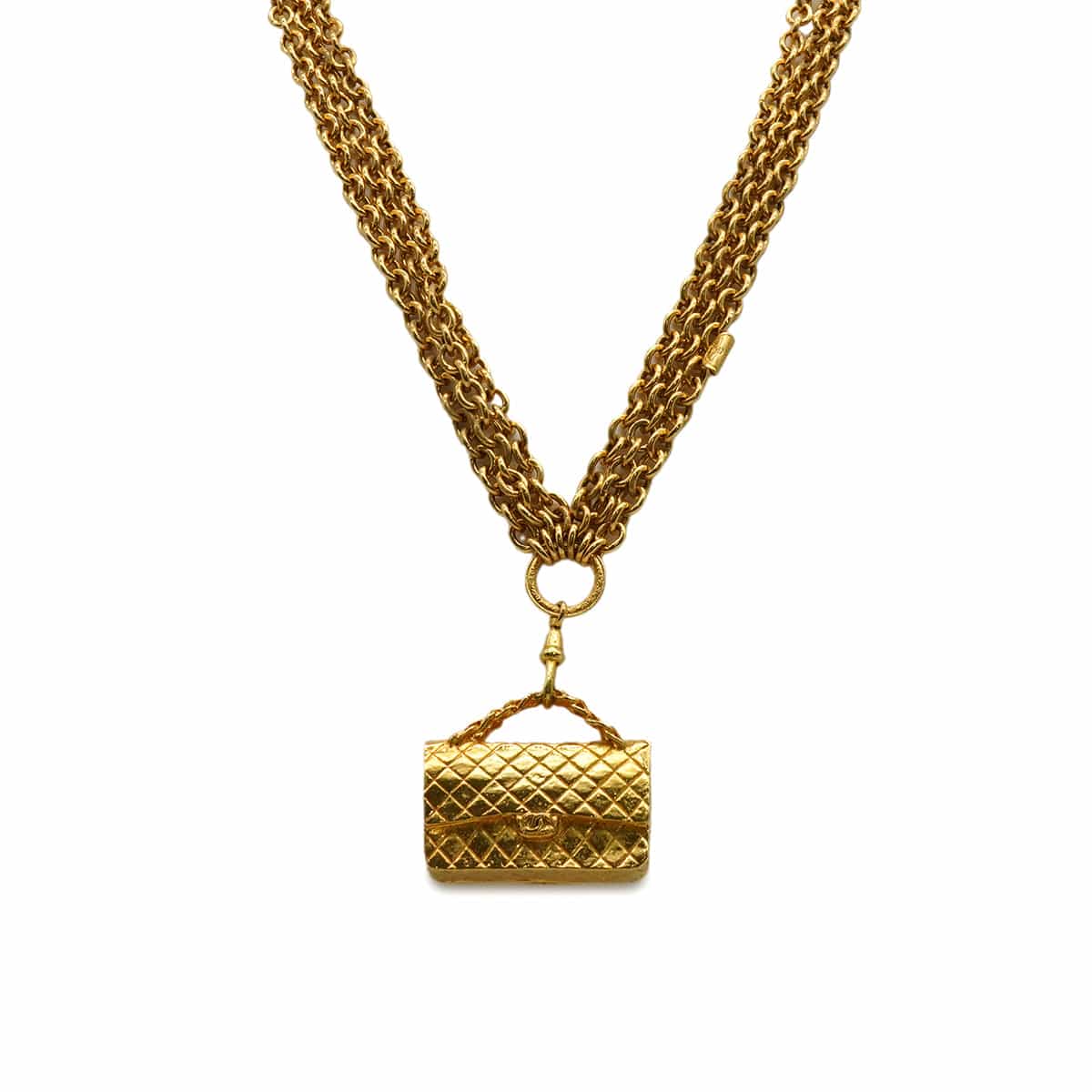 Luxury Promise Japan VINTAGE CHANEL NECKLACE MATELASSE BAG MOTIF GOLD ACCESSORY 90346694