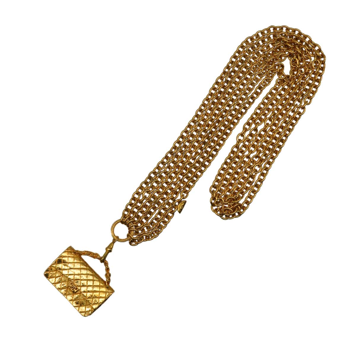Luxury Promise Japan VINTAGE CHANEL NECKLACE MATELASSE BAG MOTIF GOLD ACCESSORY 90346694