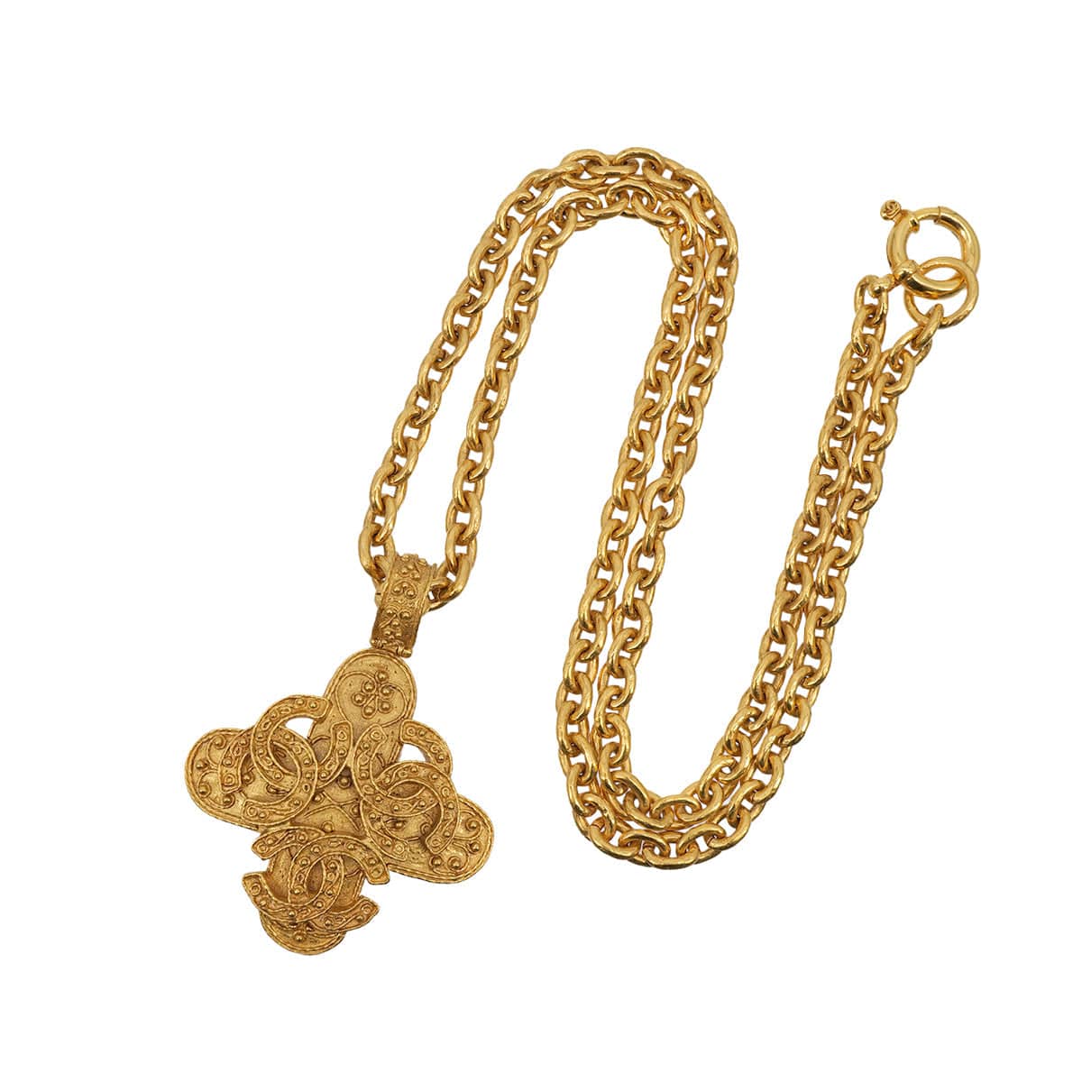 Luxury Promise Japan VINTAGE CHANEL NECKLACE TRIPLE COCOMARK CROSS GOLD ACCESSORY 94A 90313291