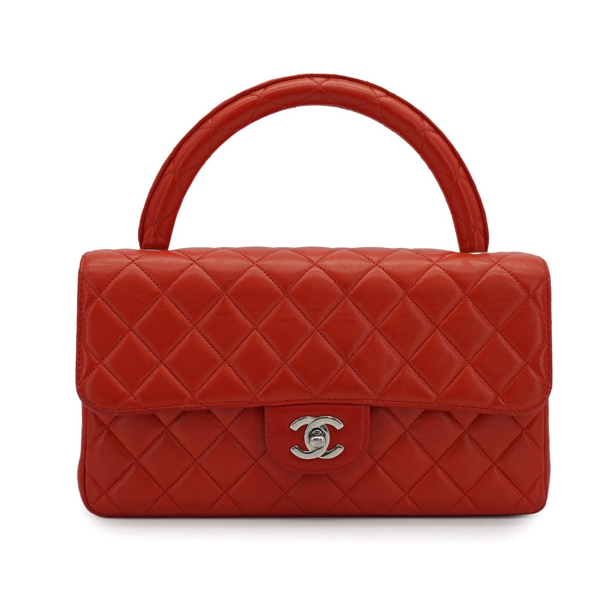 Luxury Promise Japan VINTAGE CHANEL PARENT-CHILD BAG PARENTS ONLY RED LAMB SKIN SILVER HARDWARE 90335317