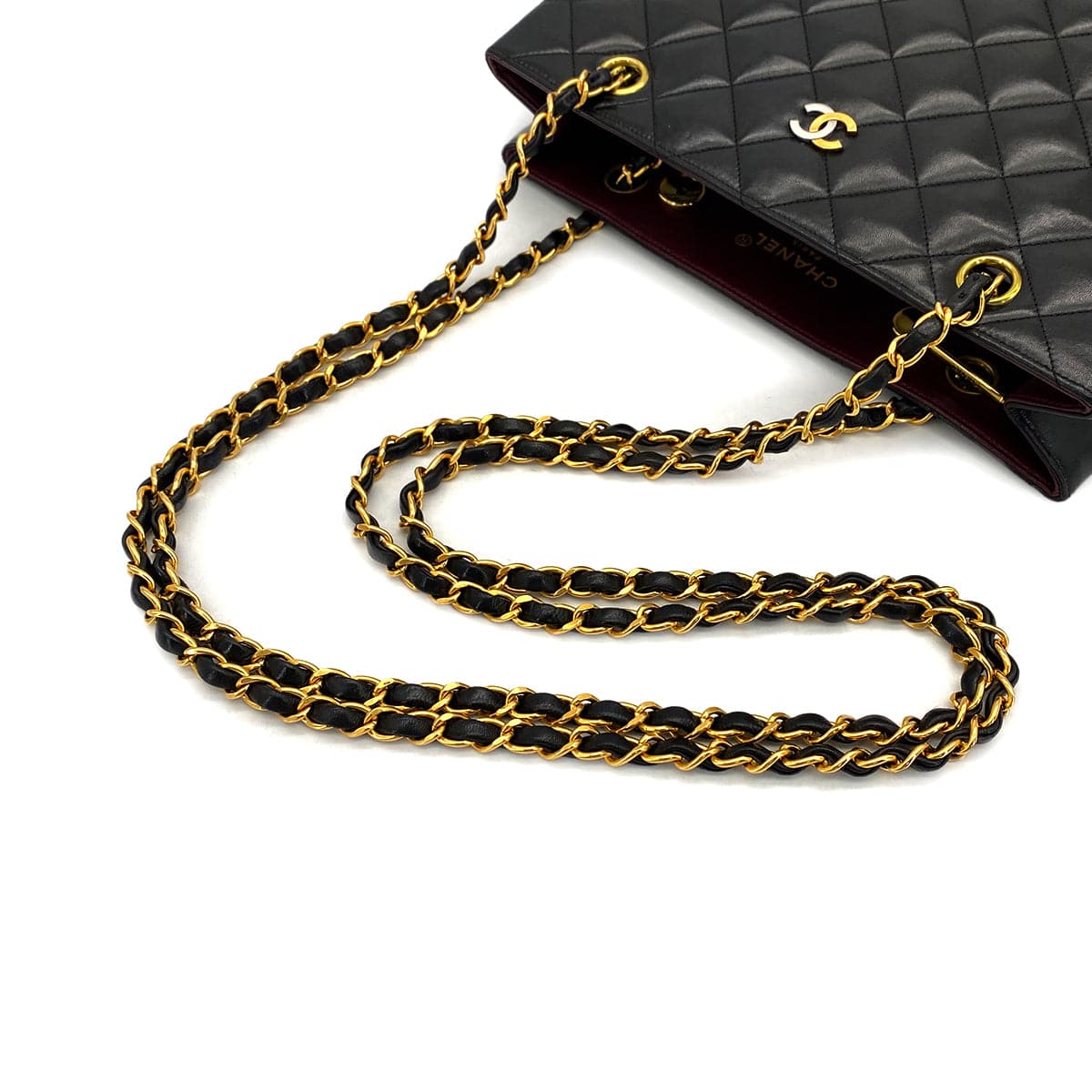 Luxury Promise Japan VINTAGE CHANEL PARIS LIMITED EDITION MATELASSE CHAIN SHOULDER BAG BLACK LAMB SKIN GOLD HARDWARE 90324825