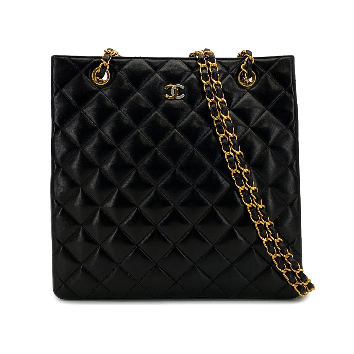 Luxury Promise Japan VINTAGE CHANEL PARIS LIMITED EDITION MATELASSE CHAIN SHOULDER BAG BLACK LAMB SKIN GOLD HARDWARE 90324825