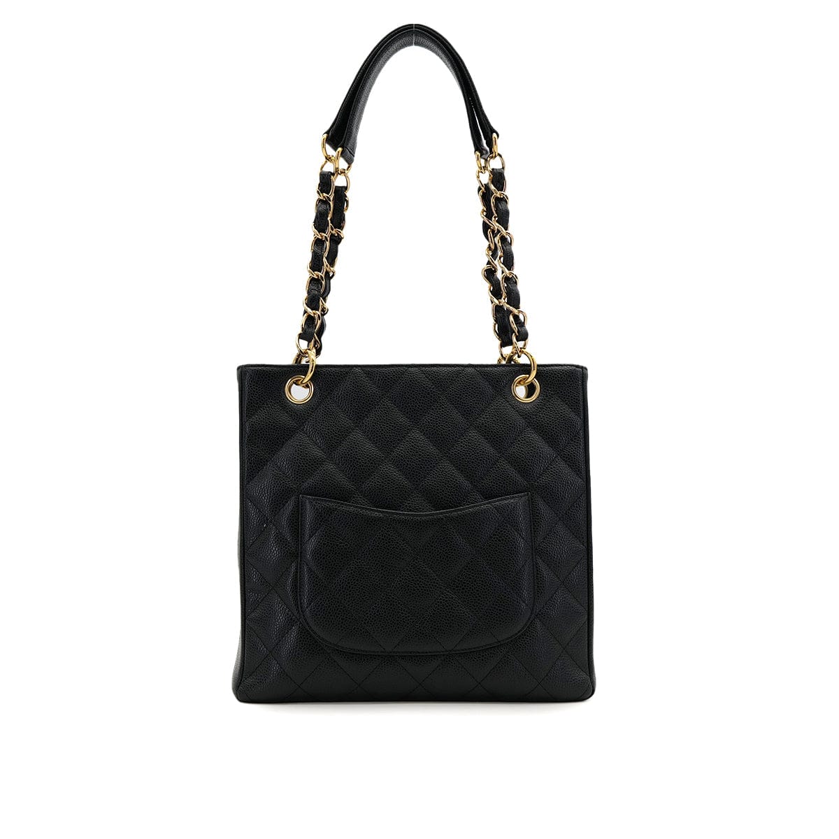 Luxury Promise Japan VINTAGE CHANEL PST CHAIN TOTE BAG BLACK CAVIAR SKIN GOLD HARDWARE 90317909