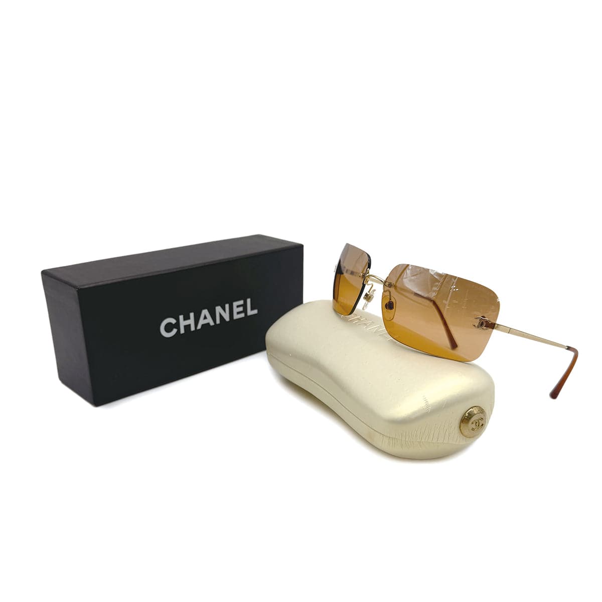 Luxury Promise Japan VINTAGE CHANEL RIMLESS SUNGLASSES COCOMARK ORANGE EYEWEAR 90315441