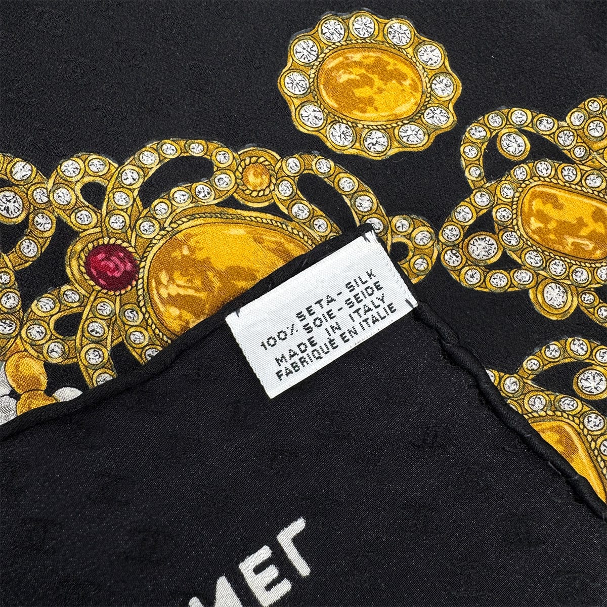 Luxury Promise Japan VINTAGE CHANEL SCARF BIJOU PATTERN BLACK SILK 90312709
