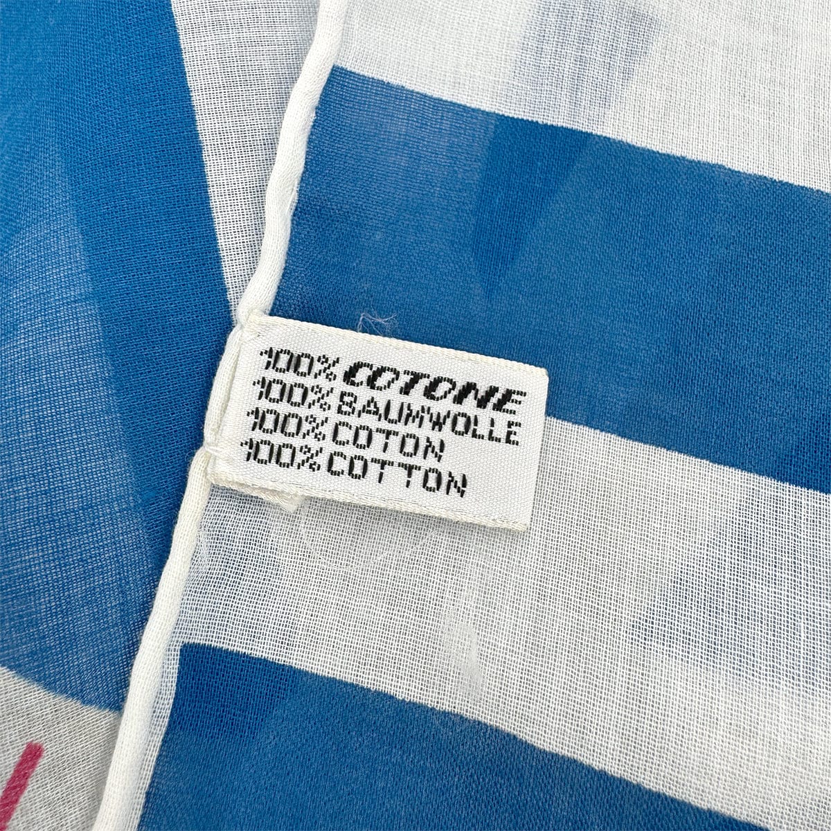 Luxury Promise Japan VINTAGE CHANEL SCARF RIBBON LOGO BLUE WHITE COTTON 90312710
