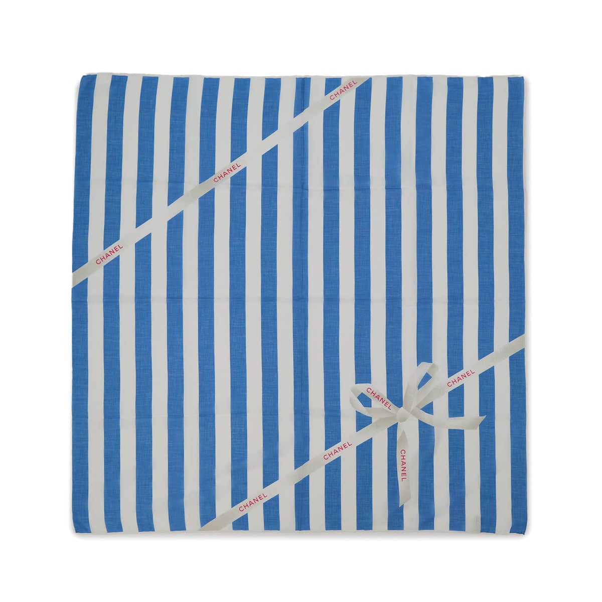 Luxury Promise Japan VINTAGE CHANEL SCARF RIBBON LOGO BLUE WHITE COTTON 90312710