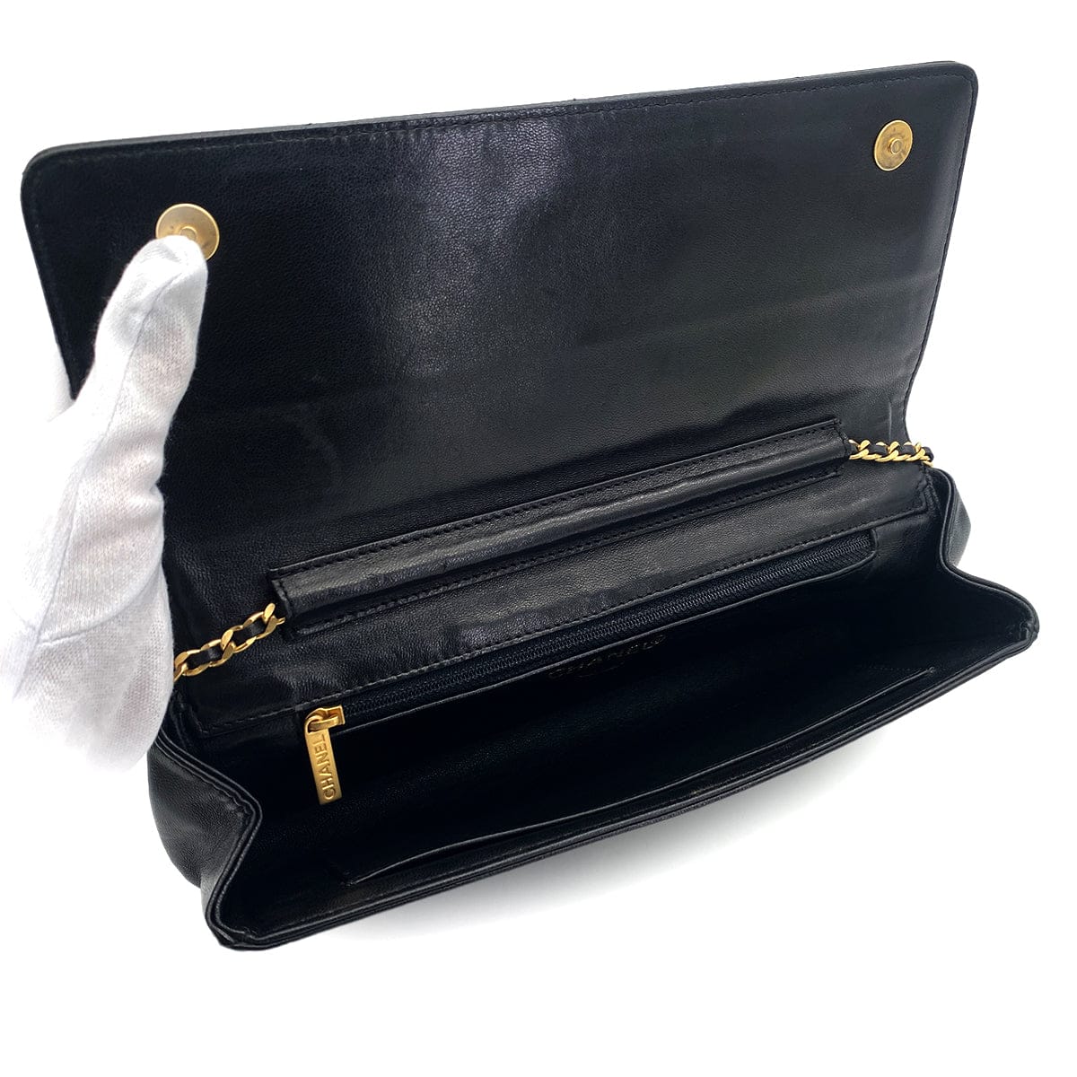 Luxury Promise Japan VINTAGE CHANEL STRASS IMPERIAL EAGLE CLUTCH CHAIN SHOULDER BAG RHINESTONE BLACK LAMB SKIN 90304710
