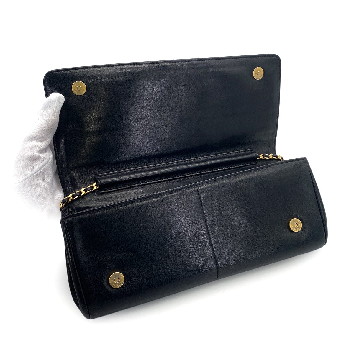 Luxury Promise Japan VINTAGE CHANEL STRASS IMPERIAL EAGLE CLUTCH CHAIN SHOULDER BAG RHINESTONE BLACK LAMB SKIN 90304710