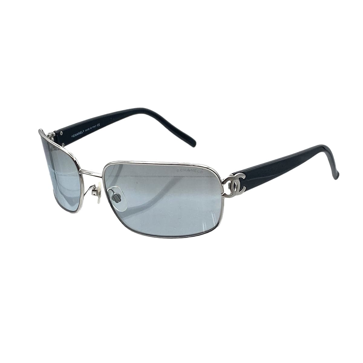 luxury promise japan VINTAGE CHANEL SUNGLASSES COCOMARK BLACK SILVER EYEWEAR 90312547