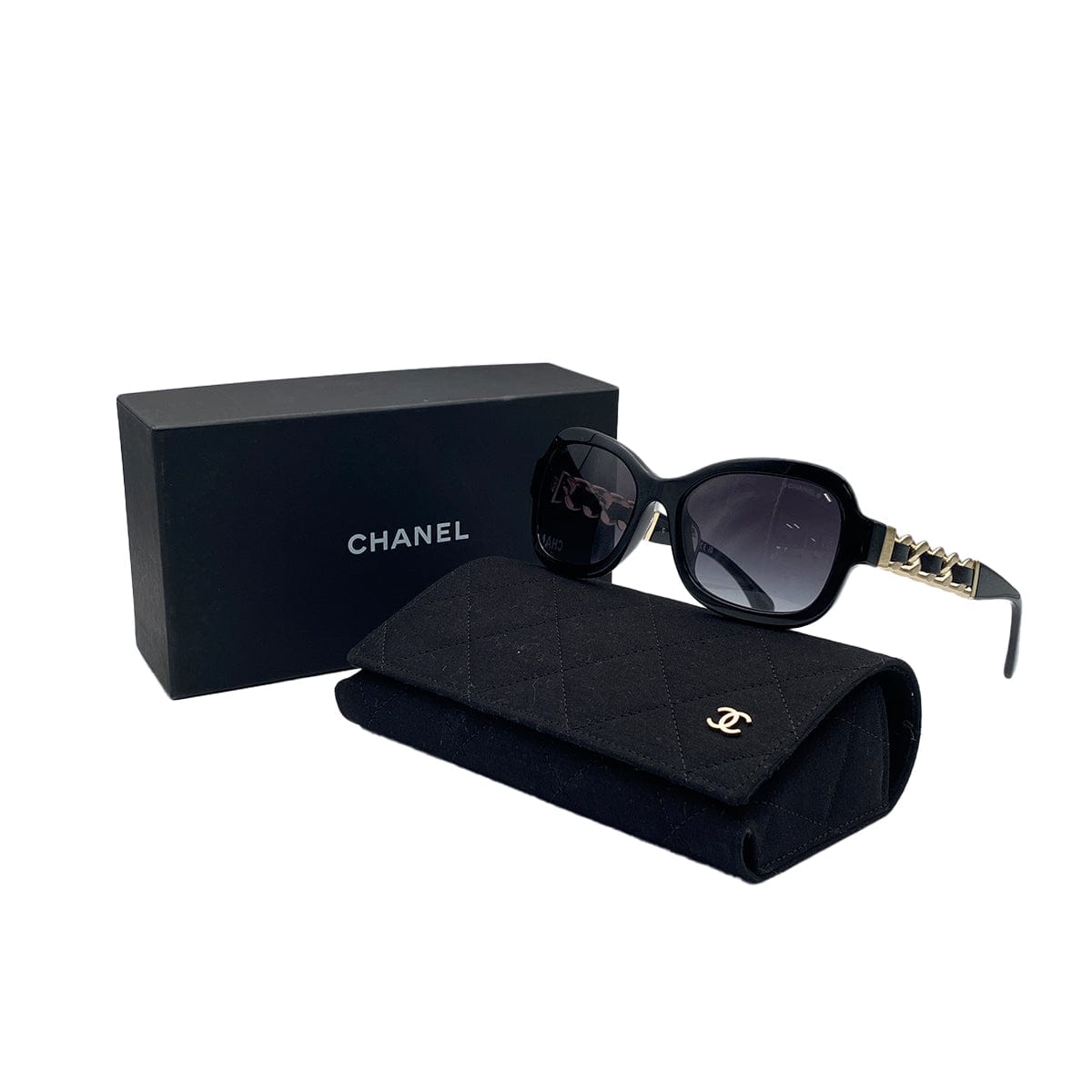 Luxury Promise Japan VINTAGE CHANEL SUNGLASSES COCOMARK CHAIN BLACK SILVER EYEWEAR 90312594