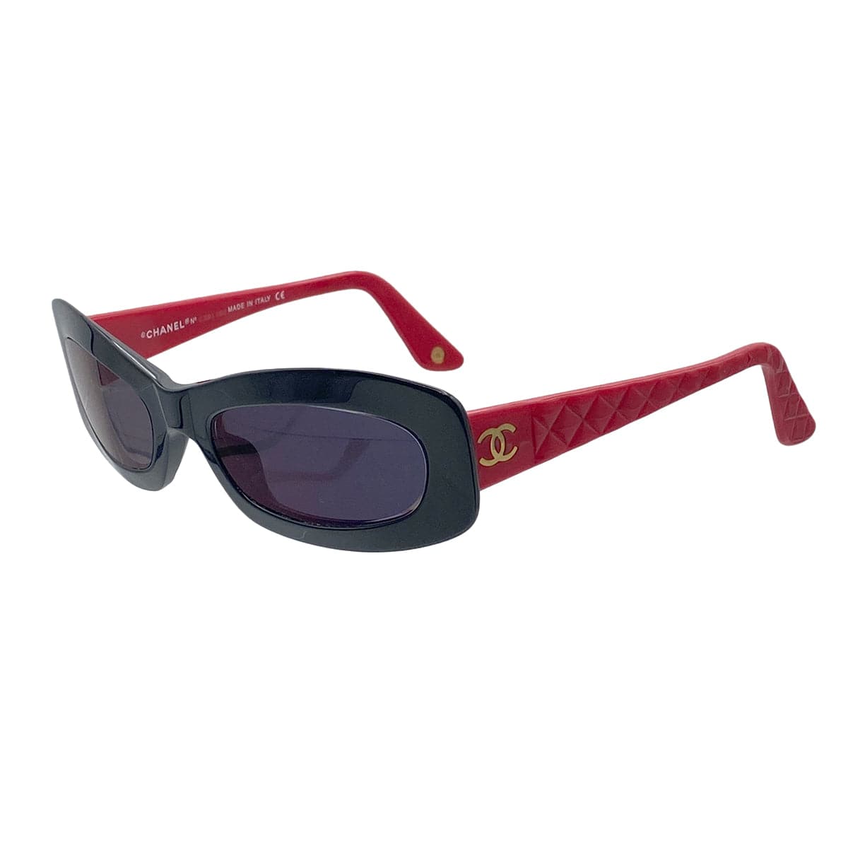 Luxury Promise Japan VINTAGE CHANEL SUNGLASSES COCOMARK MATELASSE RED BLACK EYEWEAR 90312548