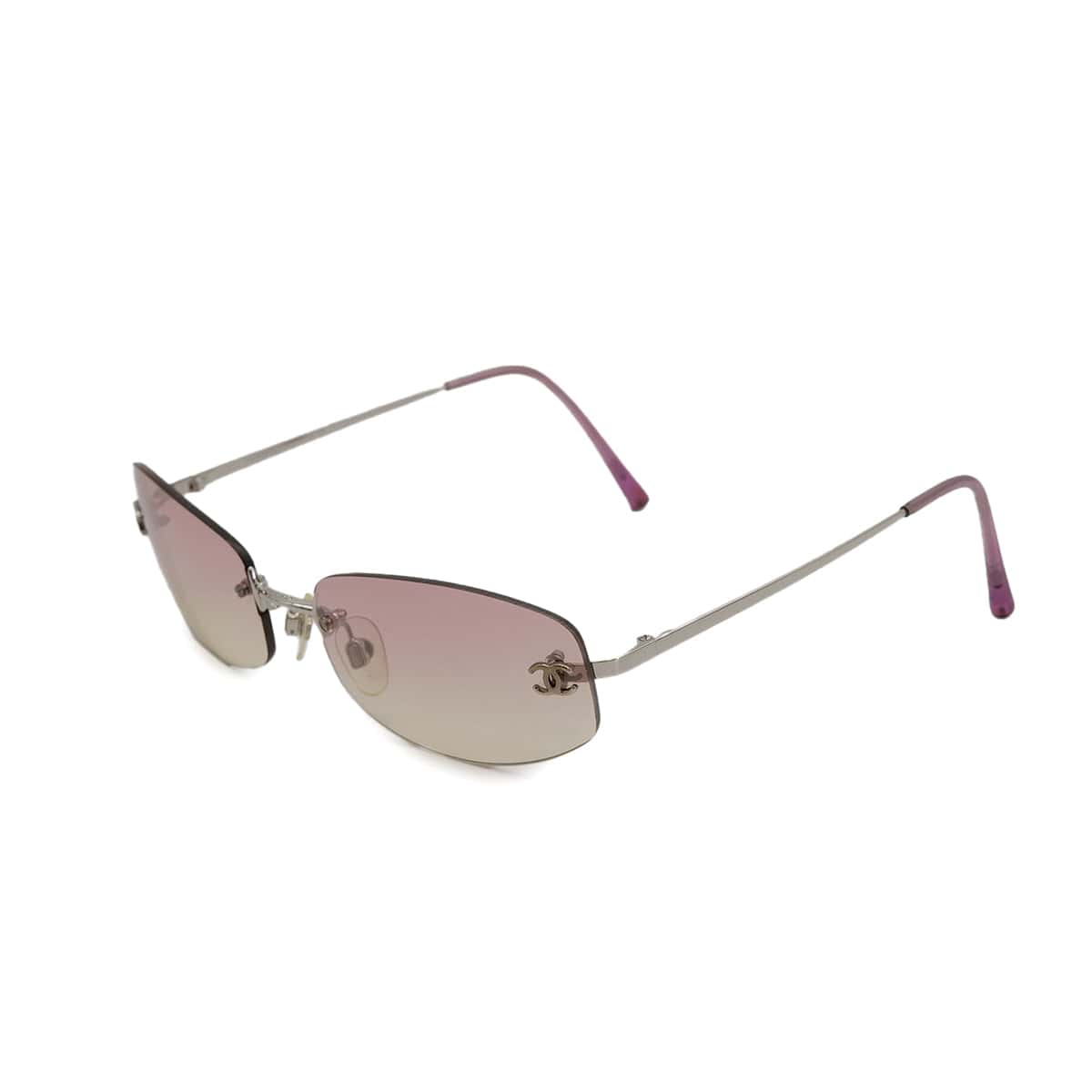 Luxury Promise Japan VINTAGE CHANEL SUNGLASSES COCOMARK PINK SILVER EYEWEAR 90322133