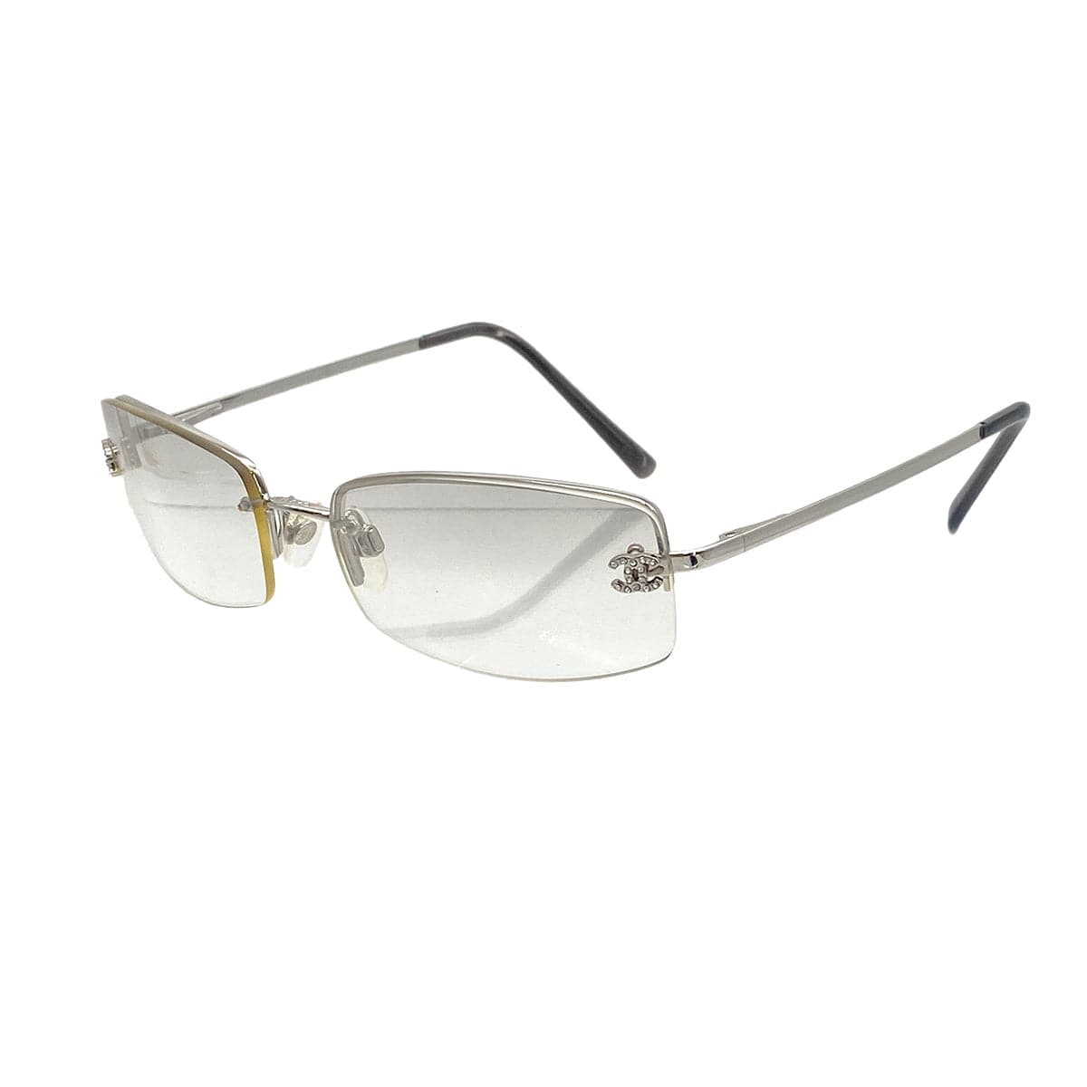 Luxury Promise Japan VINTAGE CHANEL SUNGLASSES COCOMARK RHINESTONE CLEAR SILVER EYEWEAR 90314740