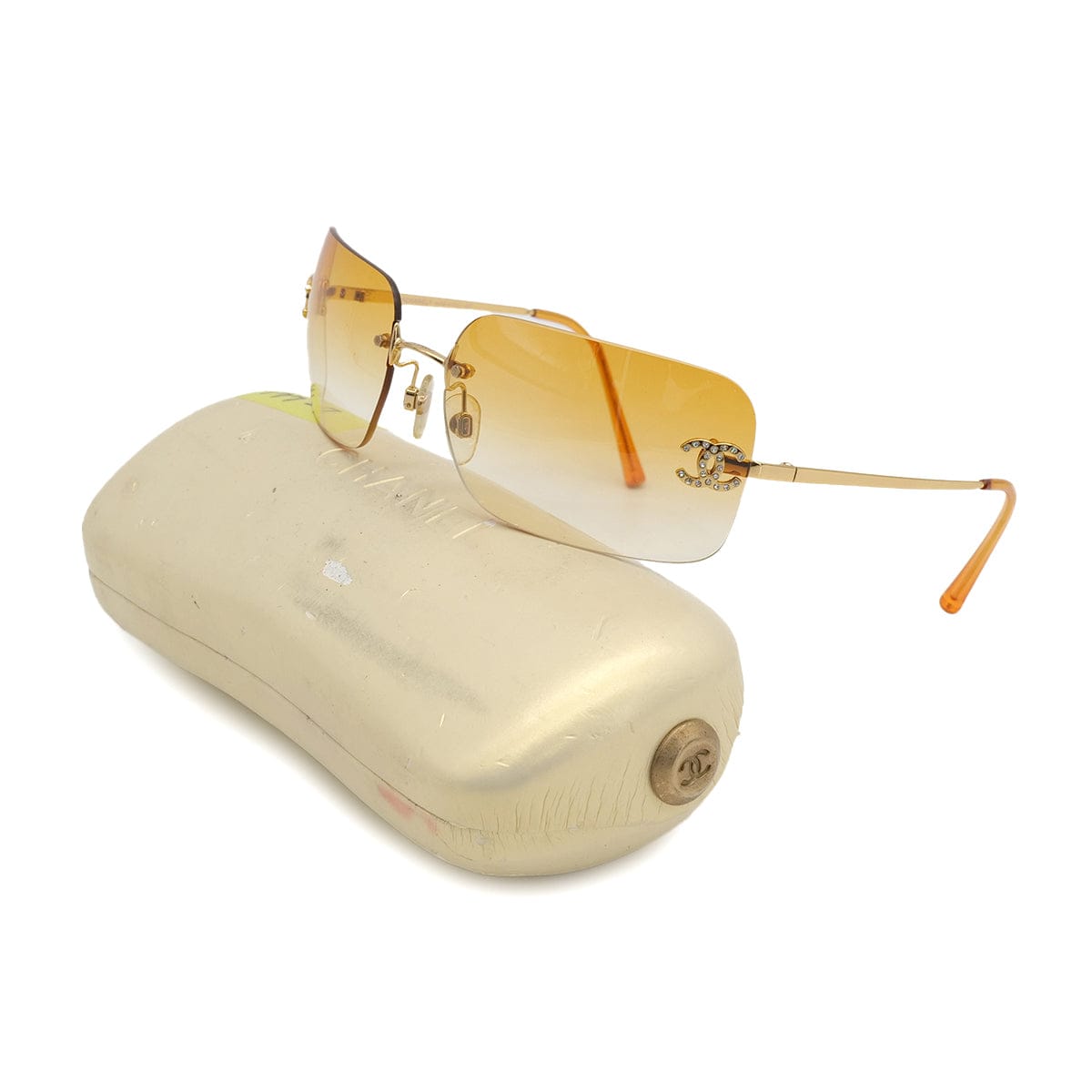 Luxury Promise Japan VINTAGE CHANEL SUNGLASSES COCOMARK RHINESTONE GOLD EYEWEAR 90319955