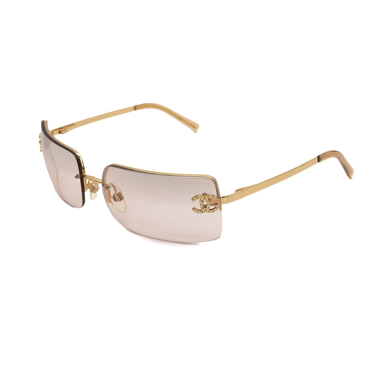 Luxury Promise Japan VINTAGE CHANEL SUNGLASSES COCOMARK RHINESTONE GOLD EYEWEAR 90321129