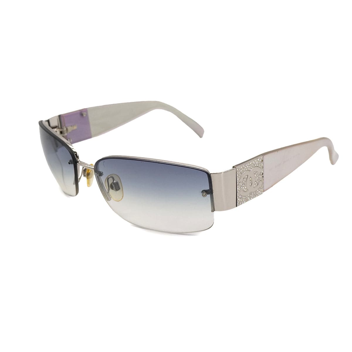 Luxury Promise Japan VINTAGE CHANEL SUNGLASSES COCOMARK RHINESTONE SILVER EYEWEAR 90321073