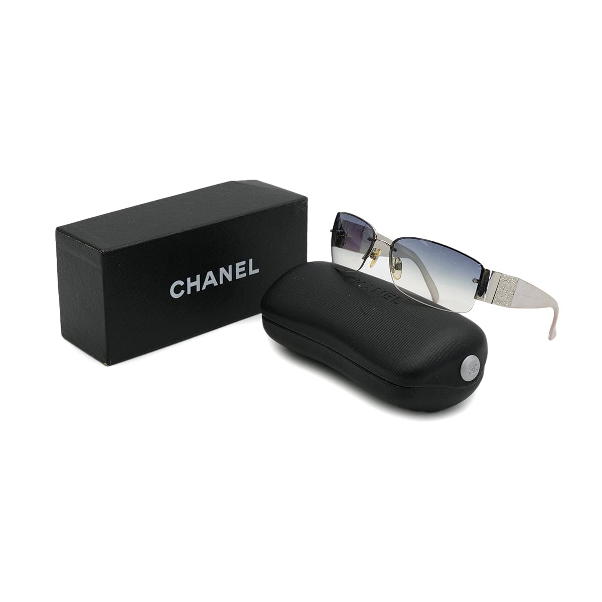 Luxury Promise Japan VINTAGE CHANEL SUNGLASSES COCOMARK RHINESTONE SILVER EYEWEAR 90321073