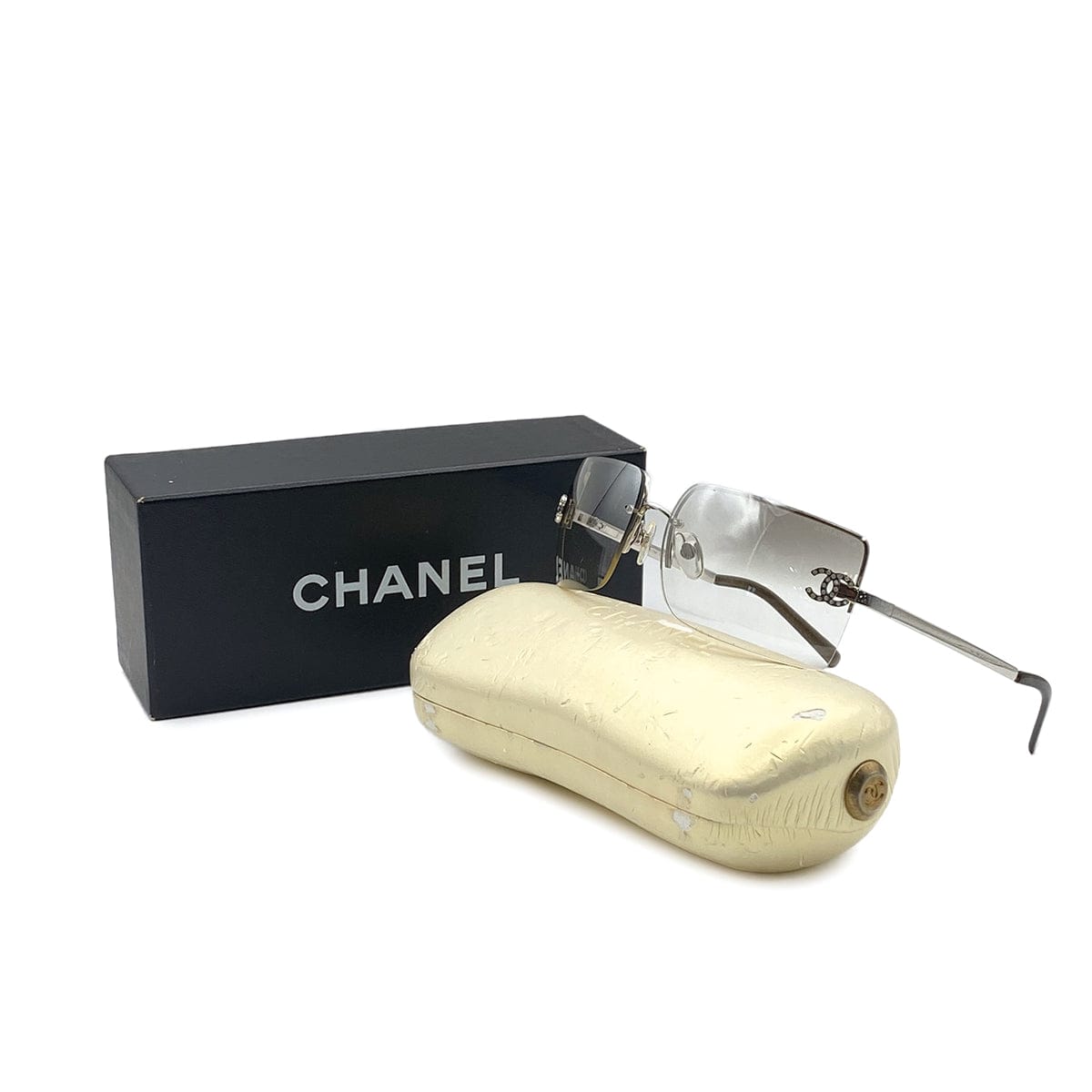 Luxury Promise Japan VINTAGE CHANEL SUNGLASSES RIMLESS COCOMARK RHINESTONE CLEAR EYEWEAR 90312619