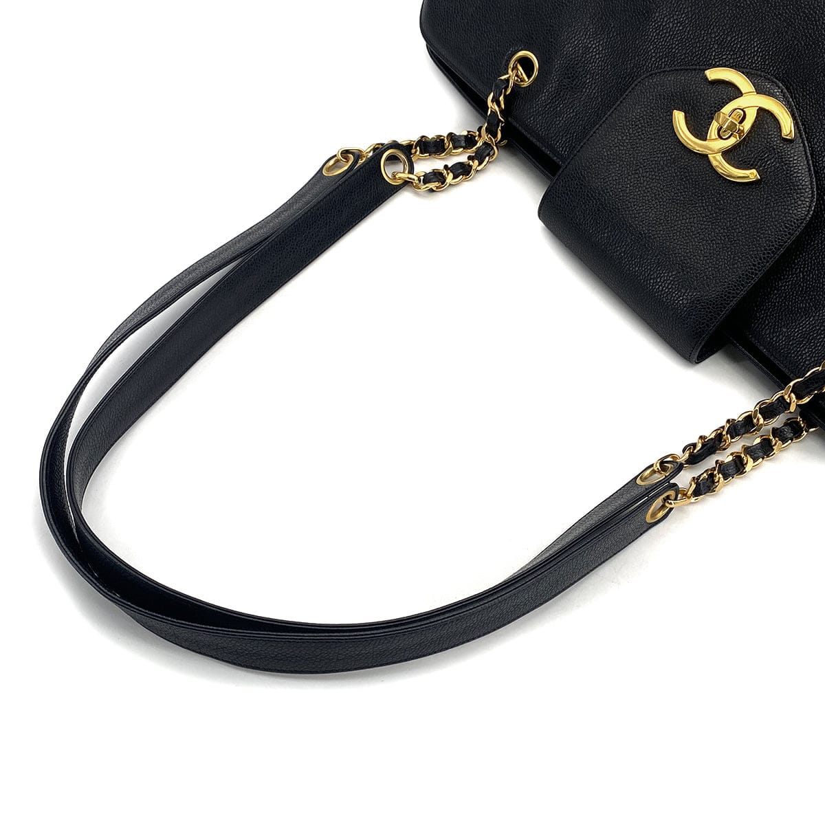 Luxury Promise Japan VINTAGE CHANEL SUPER MODEL CHAIN TOTE BAG BLACK CAVIAR SKIN GOLD HARDWARE 90313550