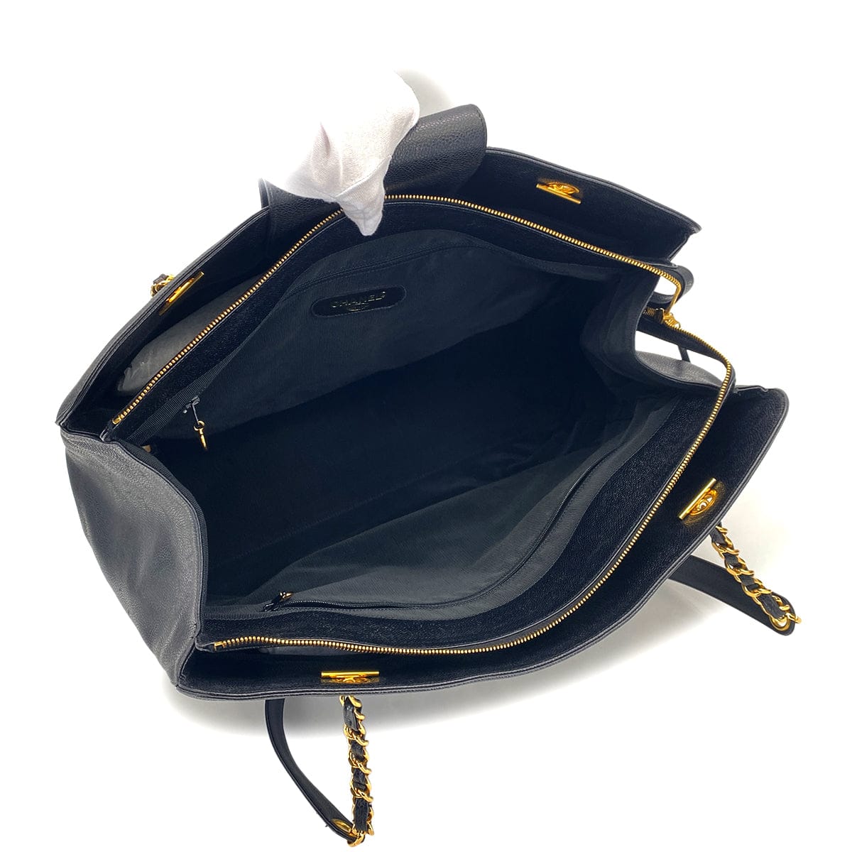 Luxury Promise Japan VINTAGE CHANEL SUPER MODEL CHAIN TOTE BAG BLACK CAVIAR SKIN GOLD HARDWARE 90313550