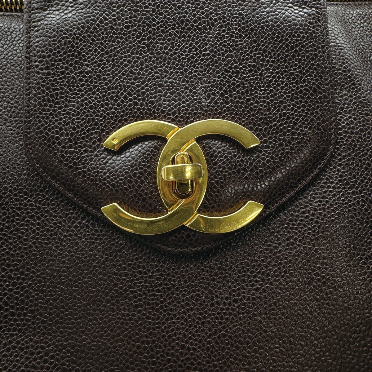 Luxury Promise Japan VINTAGE CHANEL SUPER MODEL CHAIN TOTE BAG BROWN CAVIAR SKIN GOLD HARDWARE 90317877