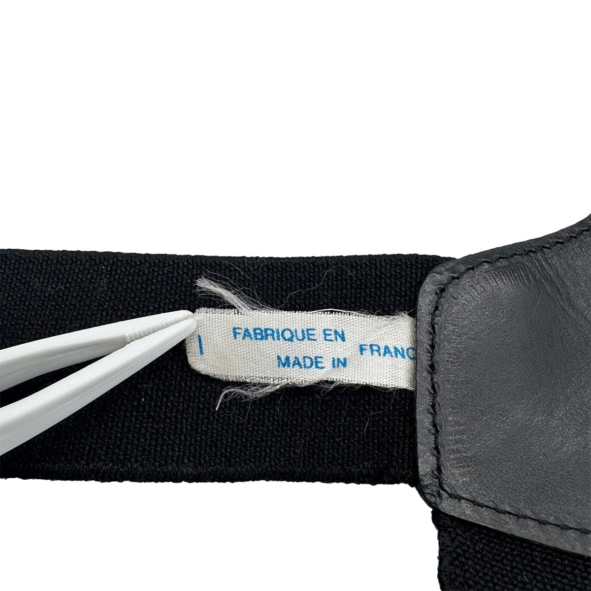 Luxury Promise Japan VINTAGE CHANEL SUSPENDER LOGO BLACK WHITE CANVAS LEATHER 90311994