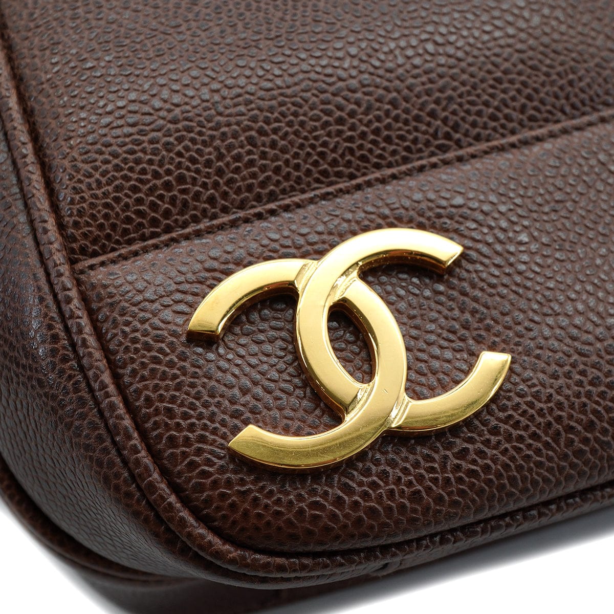 Luxury Promise Japan VINTAGE CHANEL TRIPLE COCO CHAIN SHOULDER BAG BROWN CAVIAR SKIN GOLD HARDWARE 90333760
