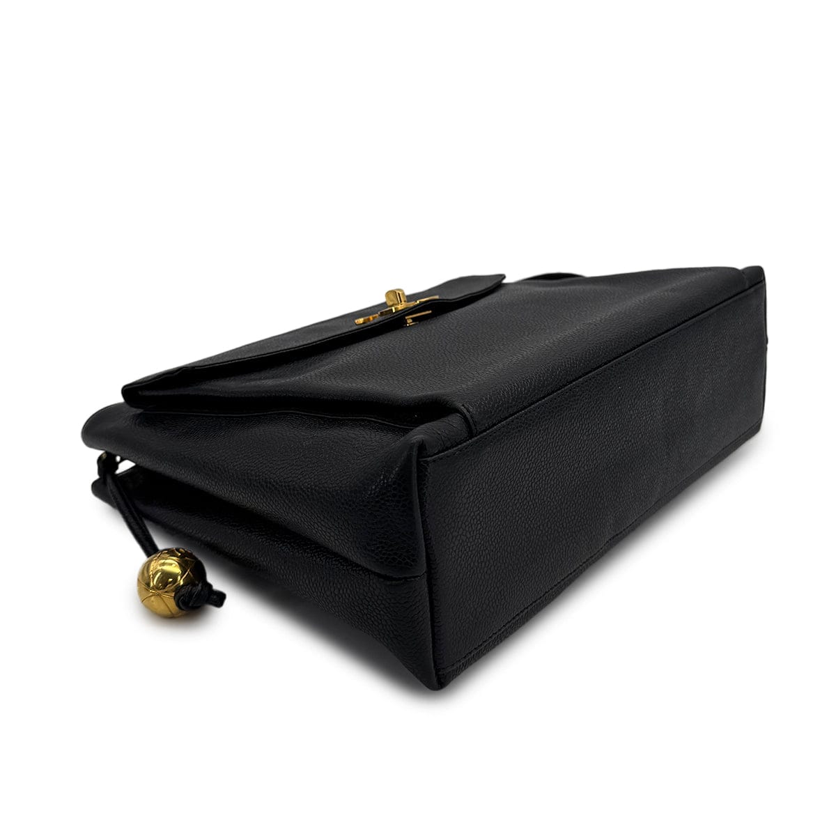 Luxury Promise Japan VINTAGE CHANEL TURN LOCK CHAIN TOTE BAG BLACK CAVIAR SKIN GOLD HARDWARE 90314371