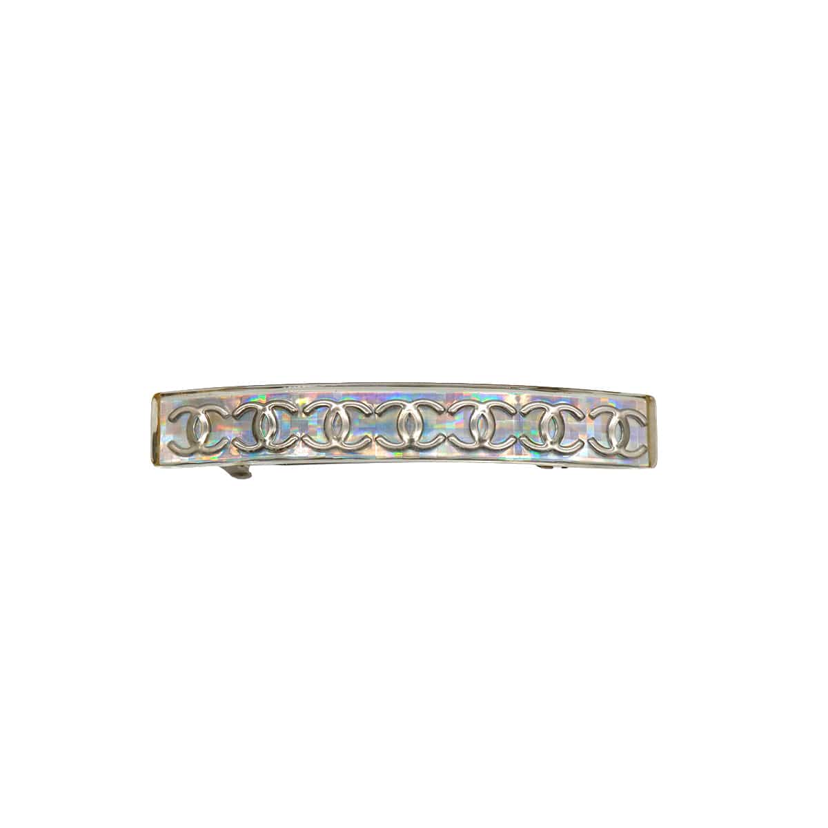 Luxury Promise Japan VINTAGE CHANEL VALLETTA COCOMARK SILVER CLEAR HAIR ACCESSORY 97P 90340529