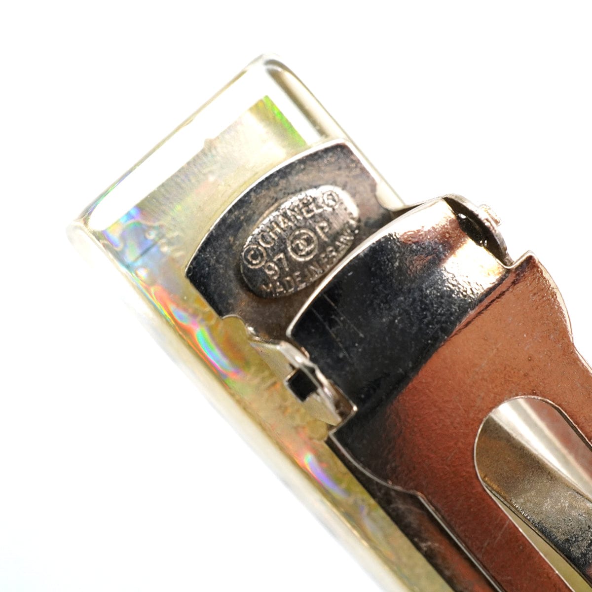 Luxury Promise Japan VINTAGE CHANEL VALLETTA COCOMARK SILVER CLEAR HAIR ACCESSORY 97P 90340529