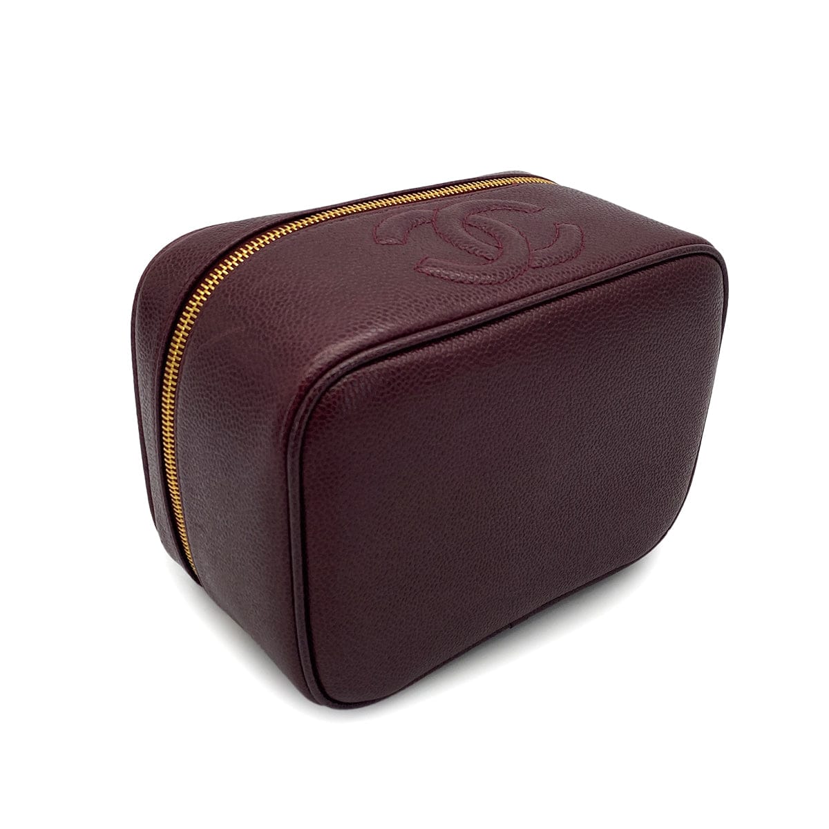 Luxury promise Japan VINTAGE CHANEL VANITY HAND BAG BORDEAUX CAVIAR SKIN GOLD HARDWARE 90321625