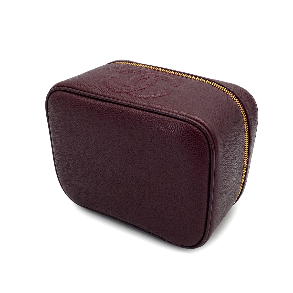 Luxury promise Japan VINTAGE CHANEL VANITY HAND BAG BORDEAUX CAVIAR SKIN GOLD HARDWARE 90321625