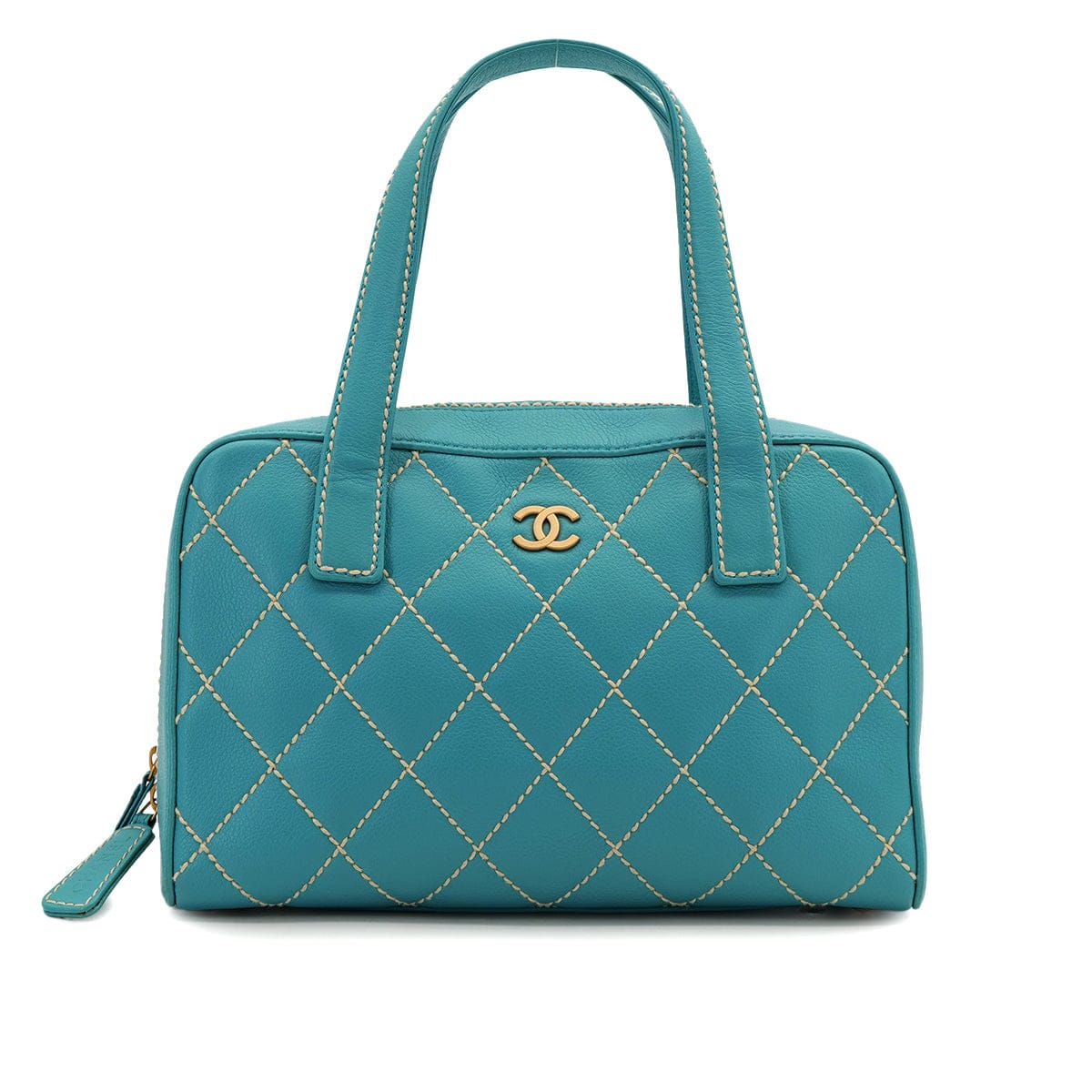 Luxury Promise Japan VINTAGE CHANEL WILD STITCH HAND BAG BLUE CAVIAR SKIN GOLD HARDWARE 90319319