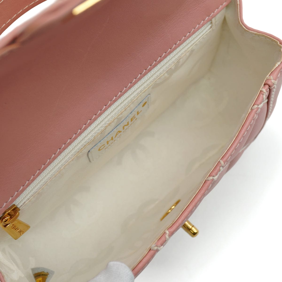 Luxury Promise Japan VINTAGE CHANEL WILD STITCH HAND BAG PINK LEATHER GOLD HARDWARE 90346151