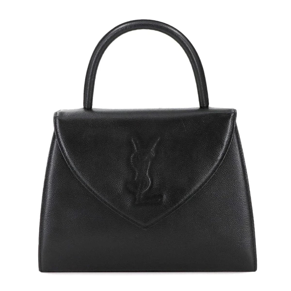 Luxury Promise Japan YVES SAINT LAURENT Hand Bag Leather Black Purse Vintage 90286642