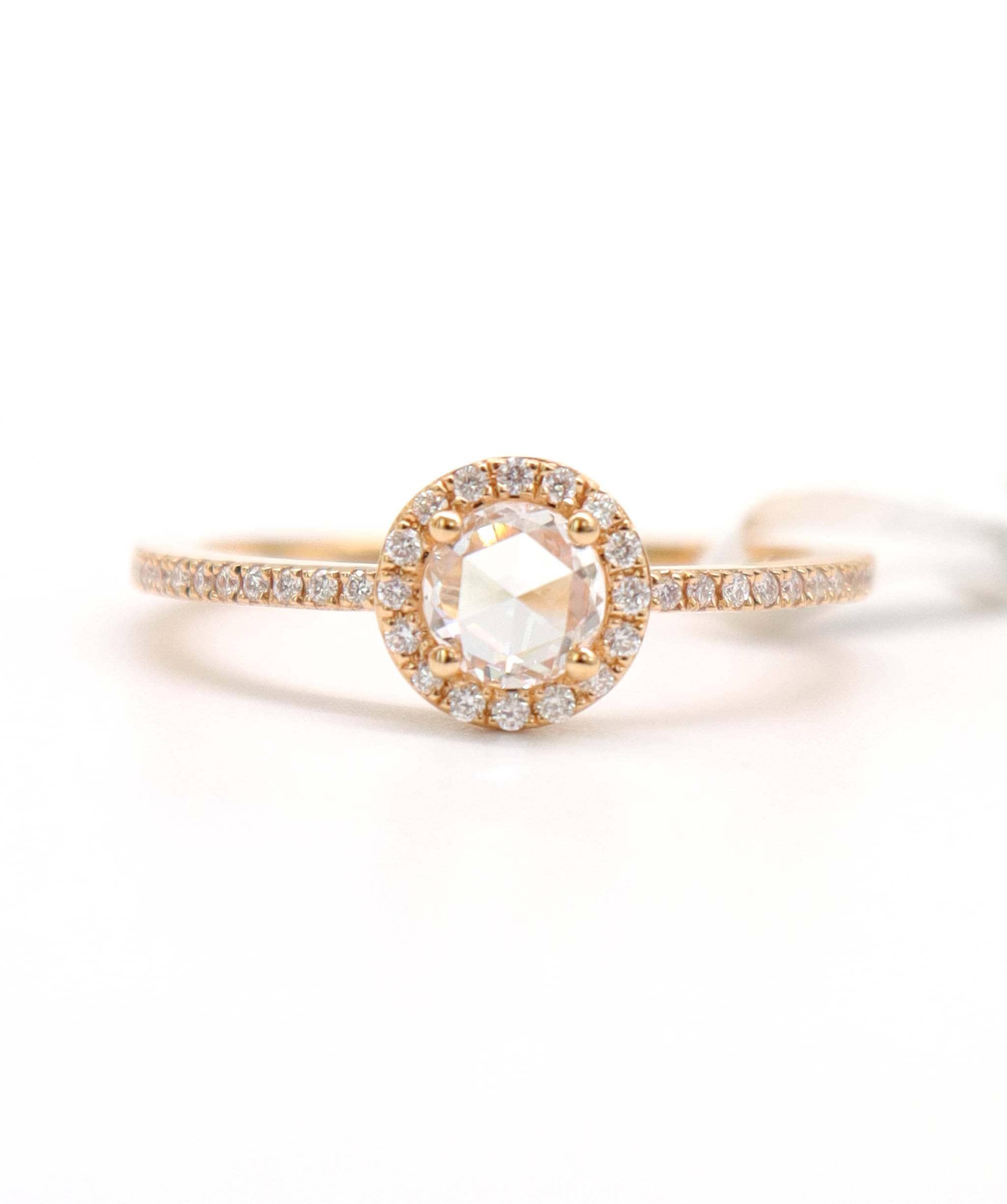 Luxury Promise 0.45CT WHITE ROSECUT SMALL DIAMONDS RING SIZE 54 YG R2422