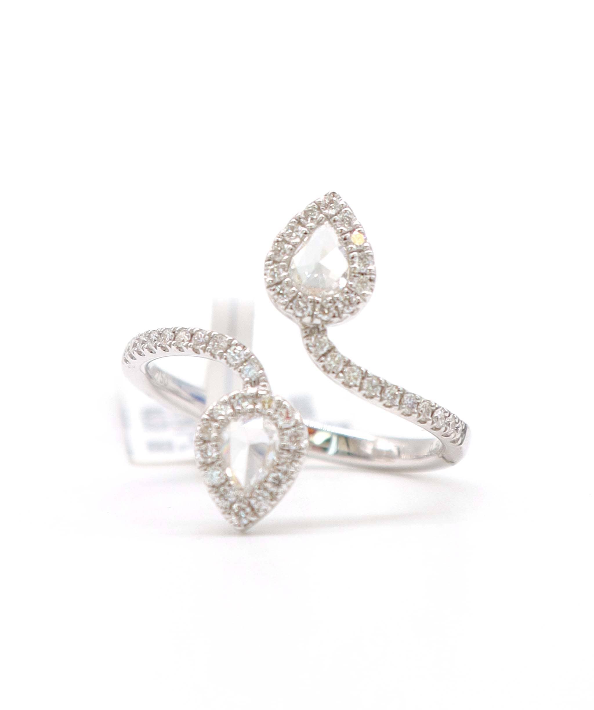 Luxury Promise 0.54CT WHITE ROSECUT PEAR SMALL DIAMONDS SIZE 54 WG R2768