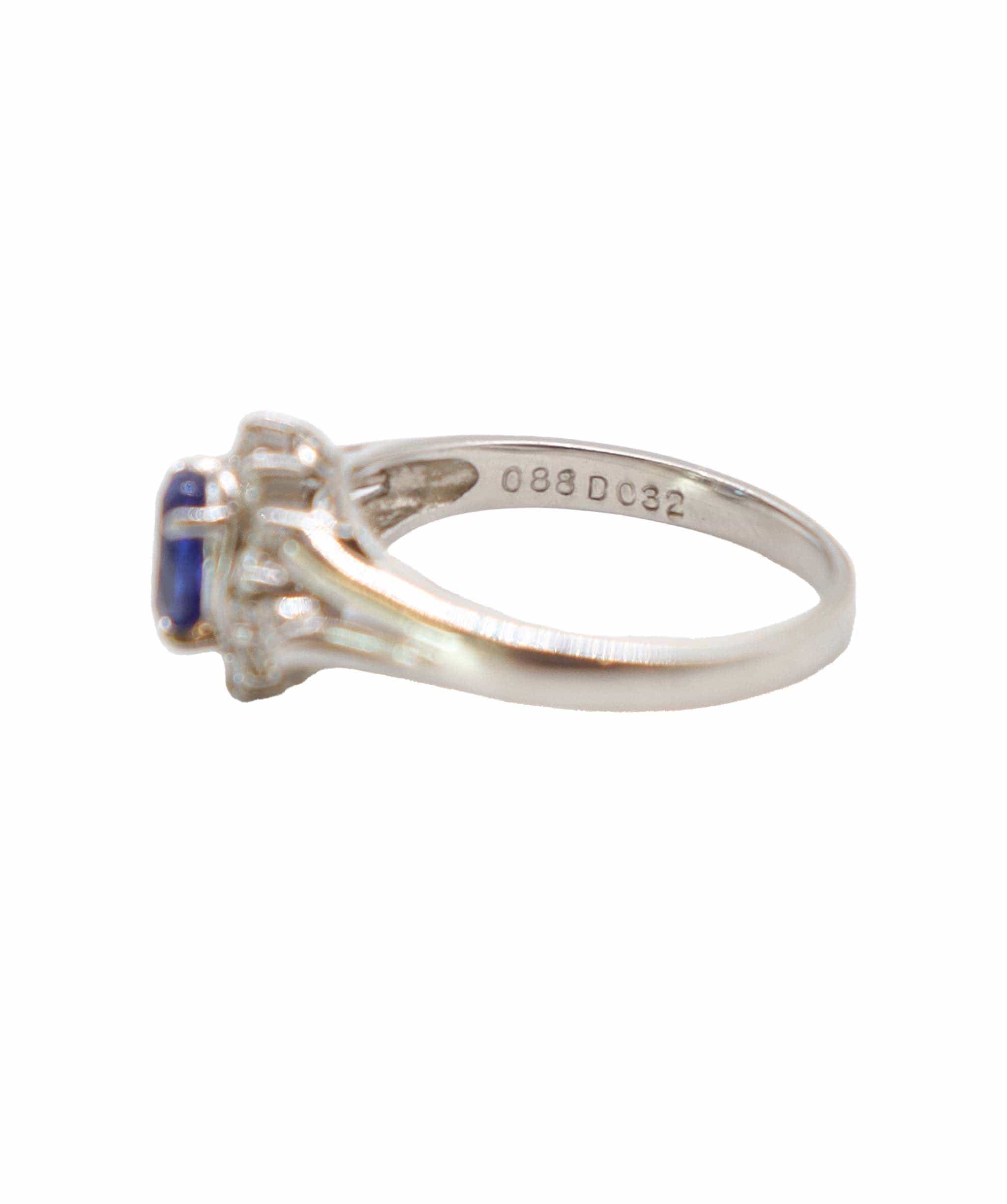 Luxury Promise 0.5ct sapphire 0.2ct diamond platinum size 52 ring DXBS4372
